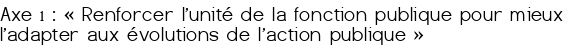 Axe 1 : « Renforcer l'unité de la fonction publique pour mieux l'adapter aux évolutions de
l'action publique » 